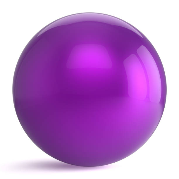 Sphere round button purple ball geometric shape basic circle solid figure simple minimalistic atom element single drop shiny glossy blue sparkling object blank balloon icon. 3d render isolated